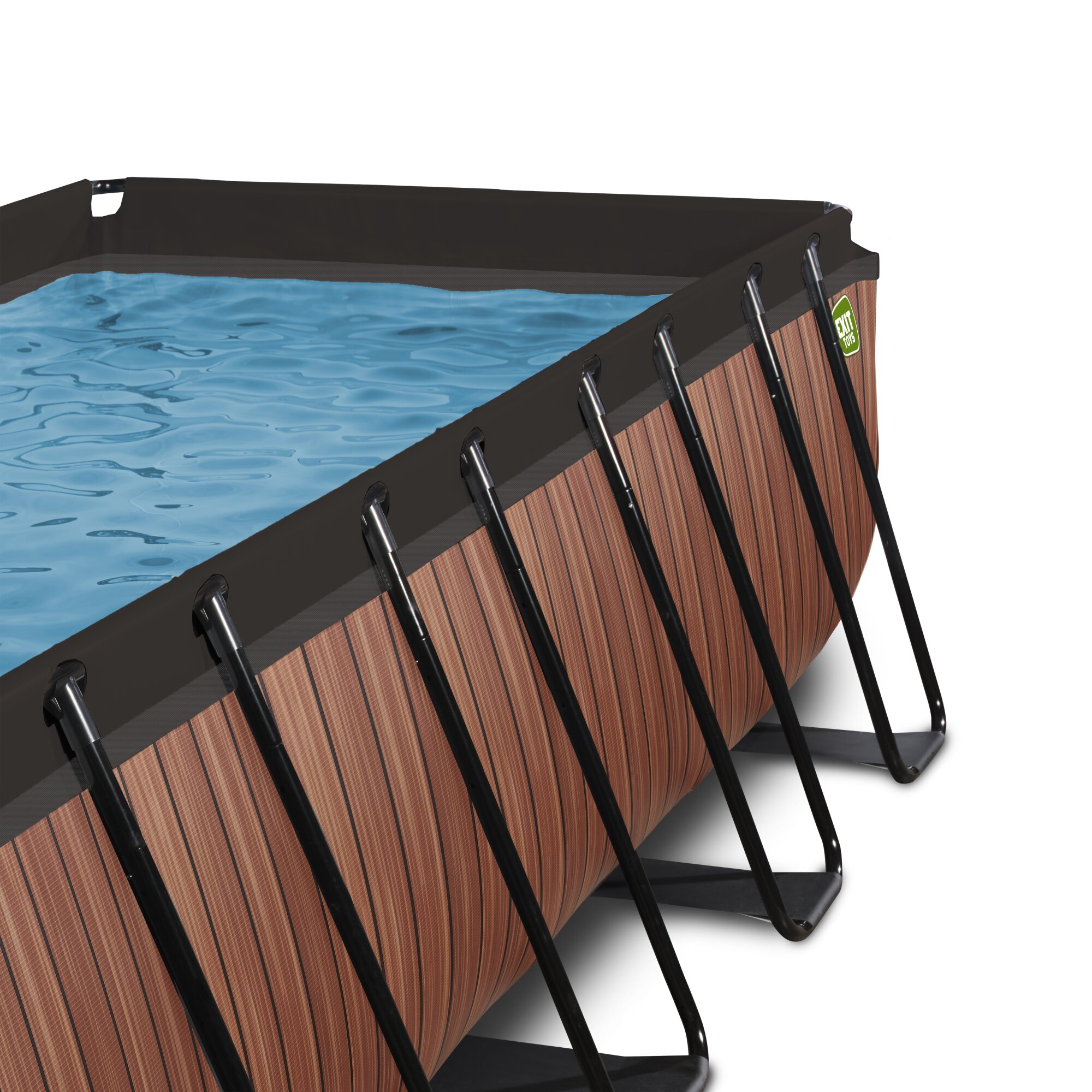 EXIT Wood pool 400x200x100cm with filter pump - brown