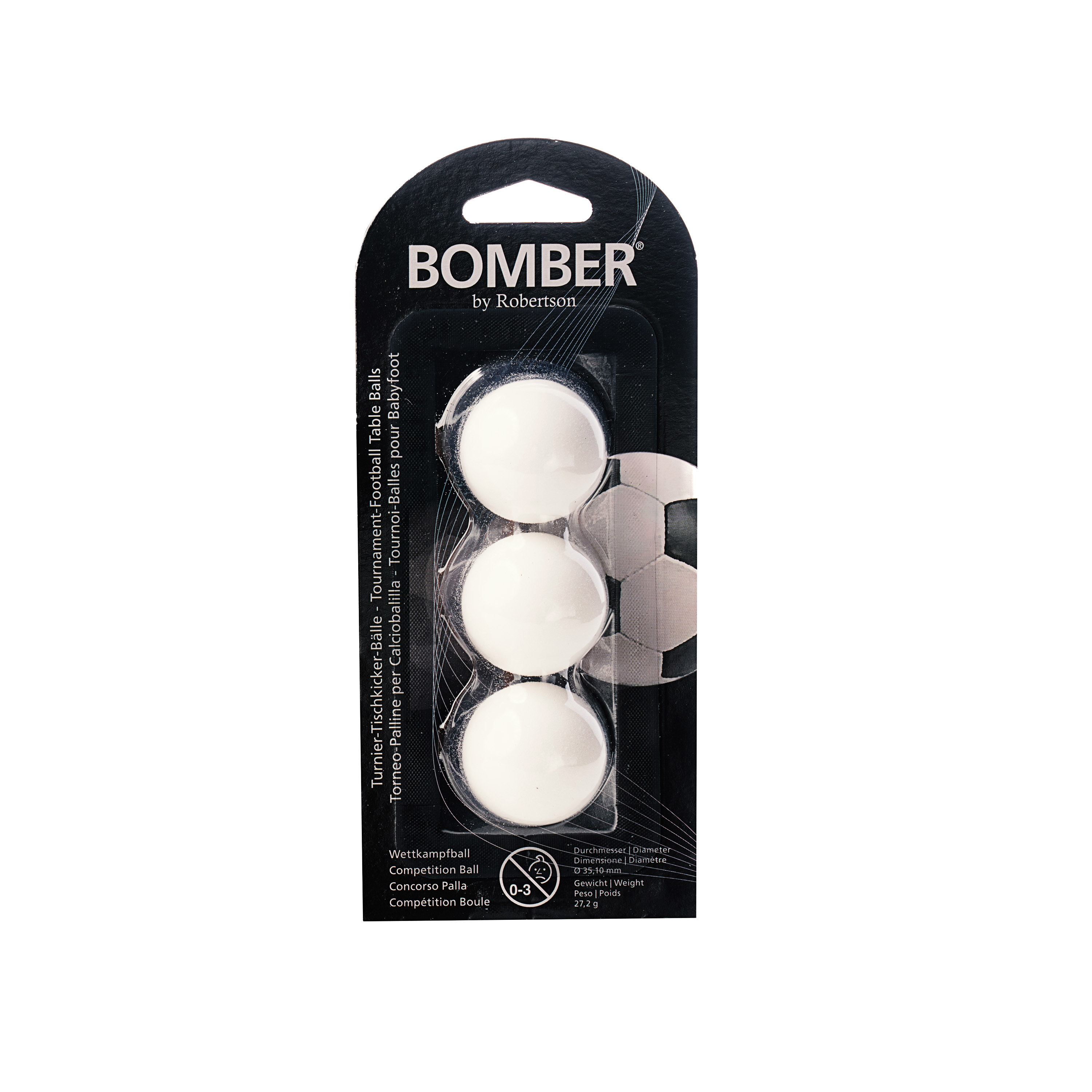 Soccer ball Bomber ROBERTSON, white, 35,1 mm, 3 pieces in a set,