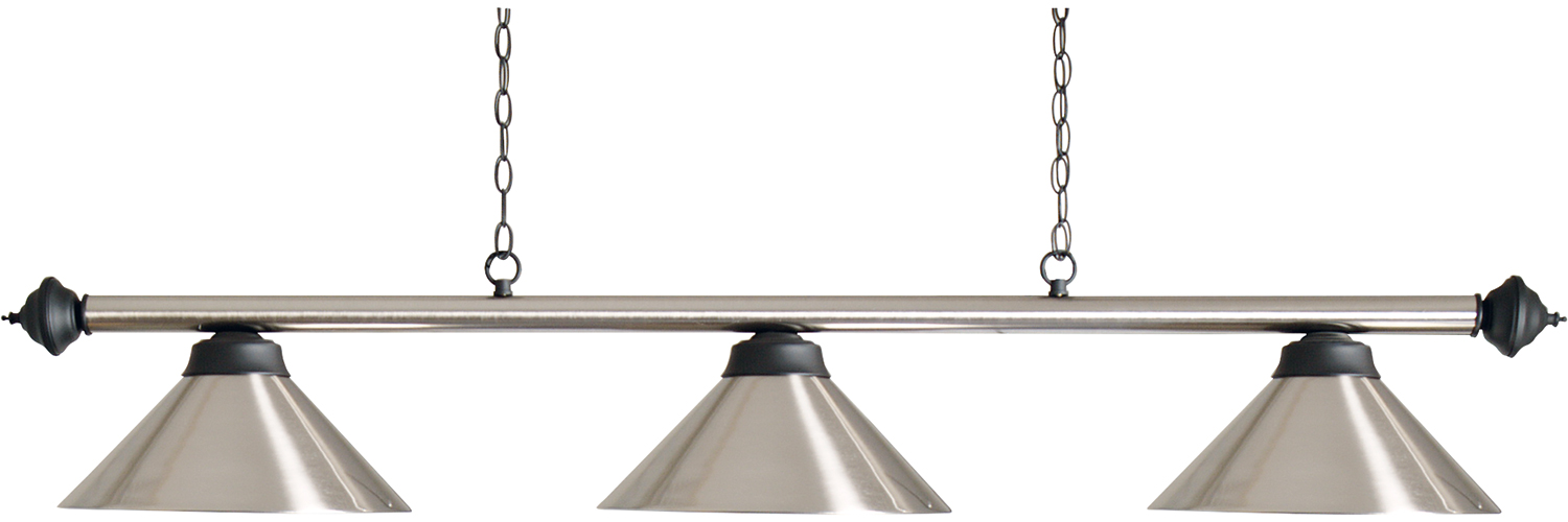 Buffalo billiard lamp rod + 3 shades brushed steel