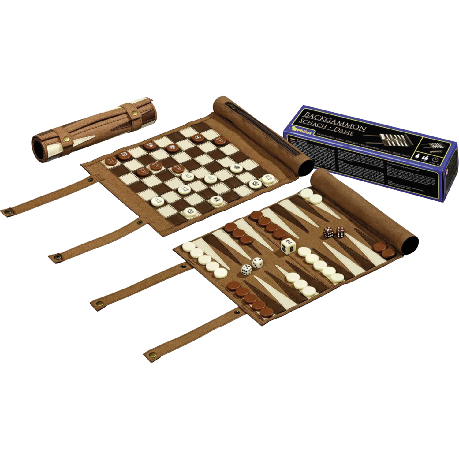 Philos Backgammon, chess and checkers travel set role