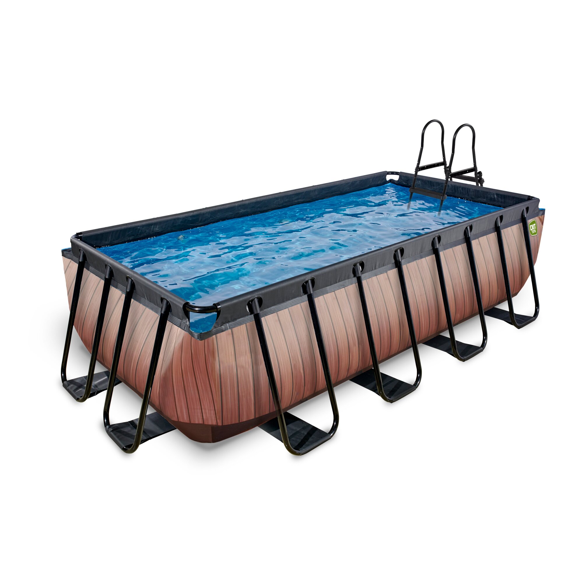 EXIT Wood pool 400x200x100cm with filter pump - brown