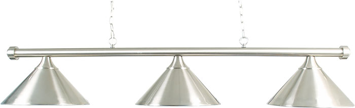 Billiard lamp pool with three shades, brushed steel