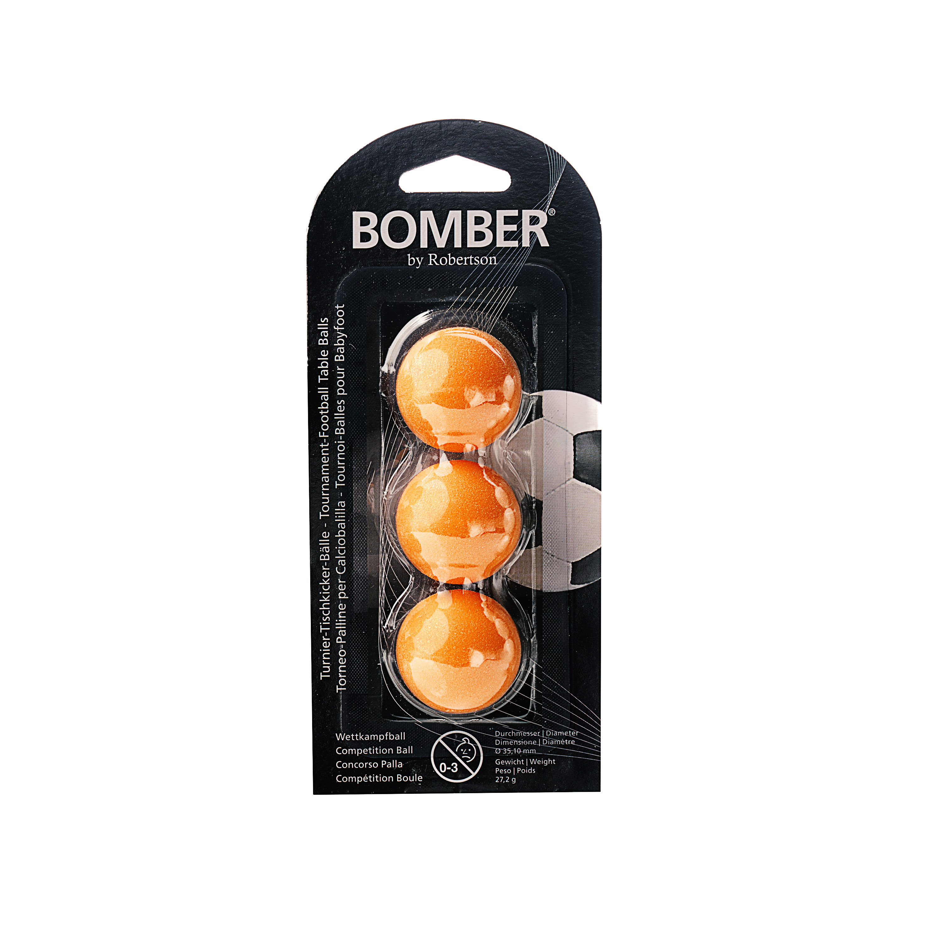 Kickerball Bomber ROBERTSON, orange, 35,1 mm, 3 pieces in a set,