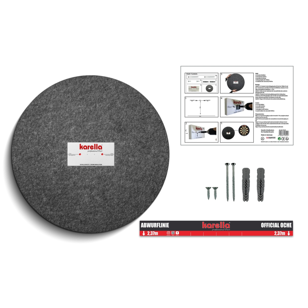 Karella sound insulation for stone dartboards with integrated surround/stop  ring